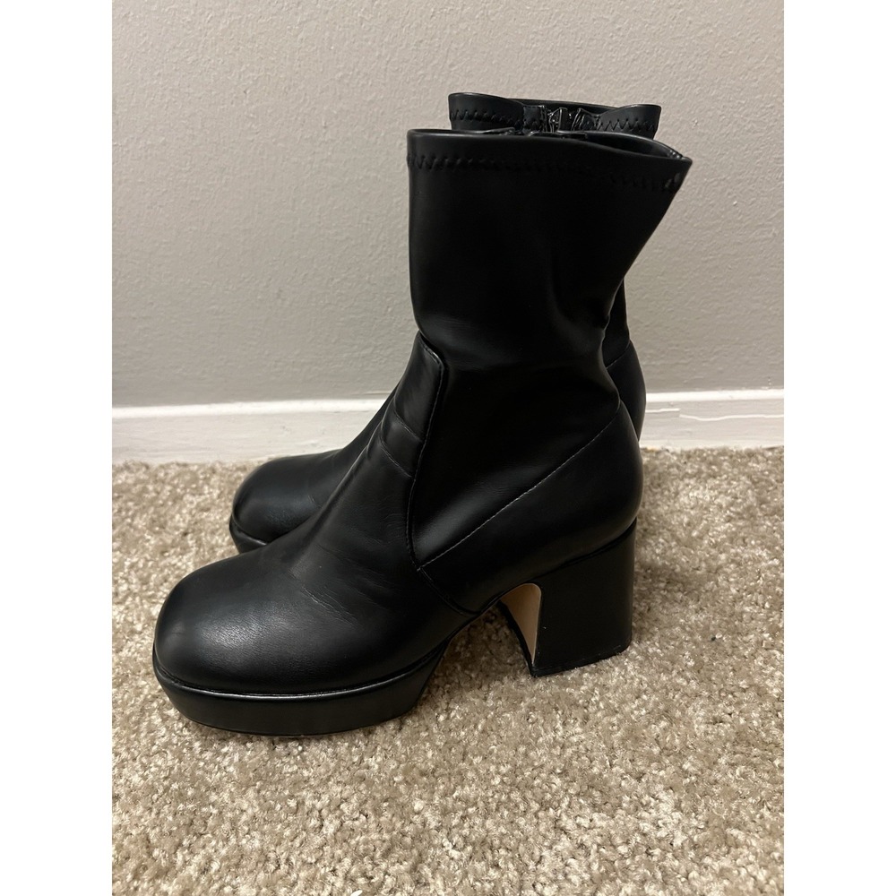 Silent D Platform Otto Boot Black Pull On Ankle Boot For Anthropologie sz 6 - Picture 9 of 11